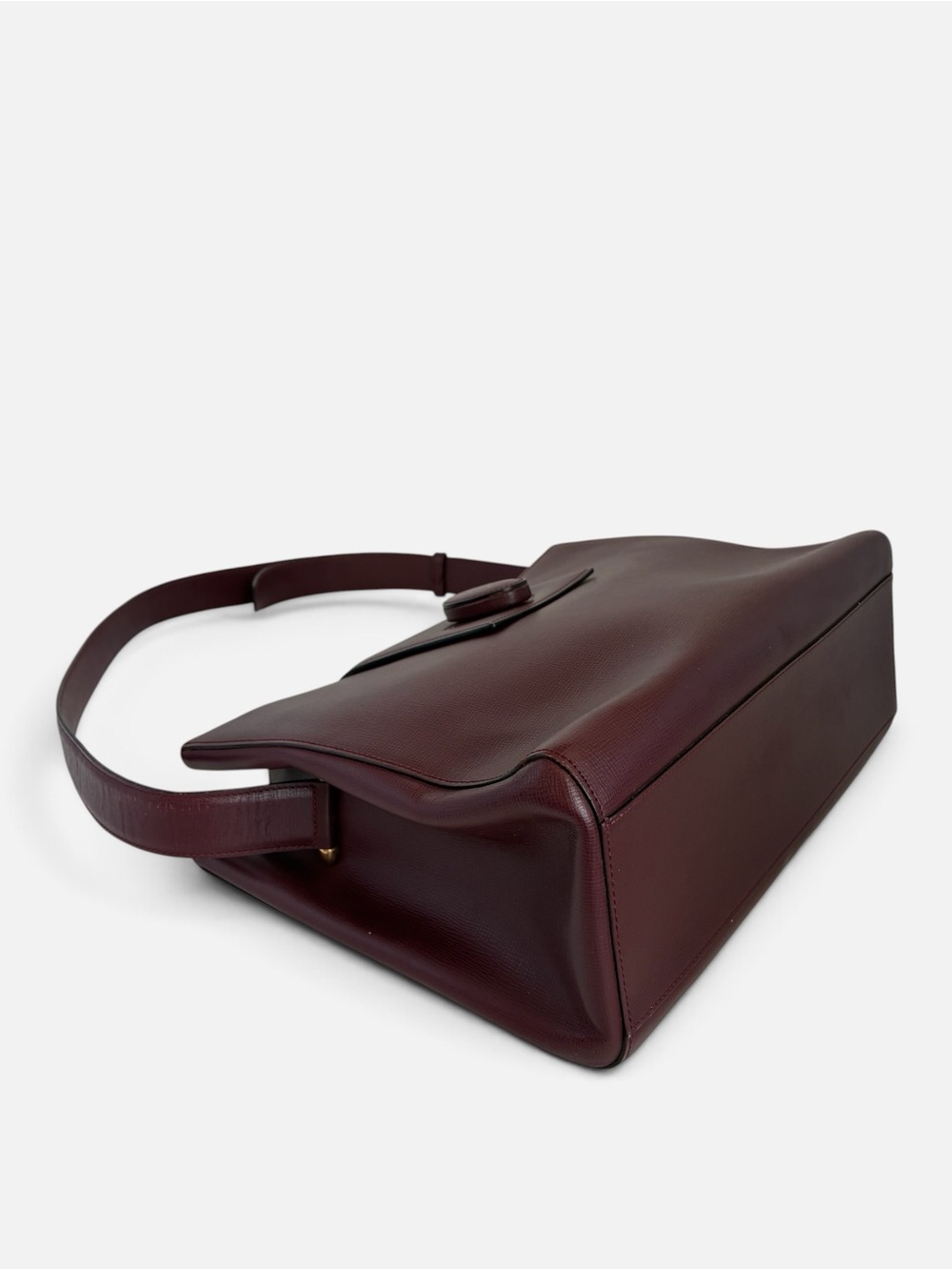 Cartier Burgundy Leather Shoulder Bag with Signature Flap - Picture 6 of 9